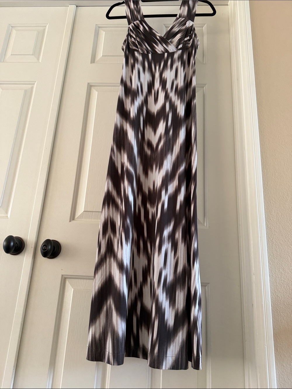 INC International Concepts Brown and White Ikat-Print Sleeveless Maxi Dress
